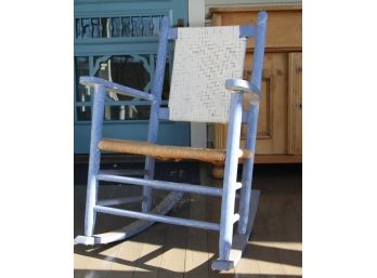 Vintage Rocker With Woven Rush Seat & Back