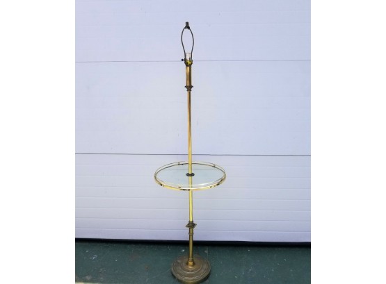 Vintage Brass Floor Lamp Glass Table