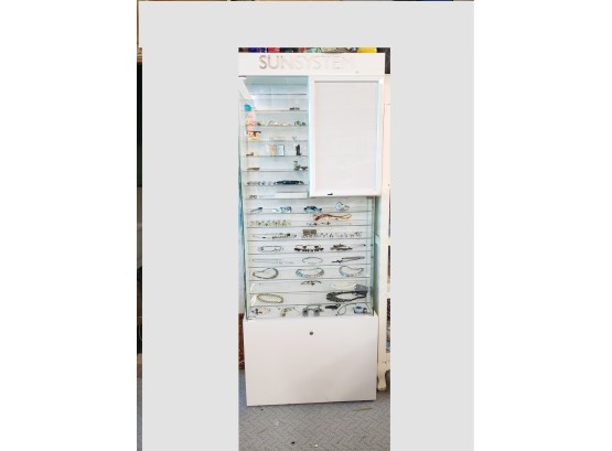 Tall Sunsystems White Lighted Display Case - Does NOT Included Contents