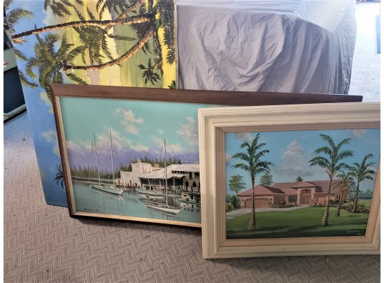Three Original Framed Oil Paintings By Kurt Griesshaber 1957, 1978 & 1988 - Naples, Florida