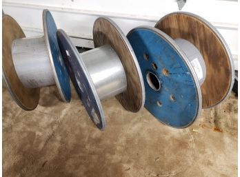 3  Wood & Metal Wire Spools For Repurpose