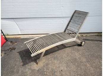 Mid Century Modern Teak Wood Outdoor Slat Lounge Lawn Chair