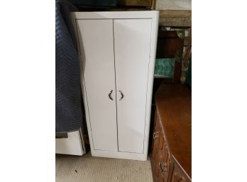 Vintage 1960s 70s Tall White Metal Utility Cabinet