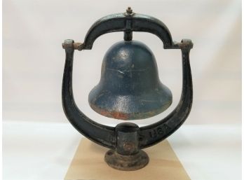 Antique JP Ward Cast Iron Blue Painted Maritime Ship Bell