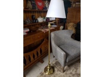 Tall Brass Adjustable Floor/Reading Lamp W/Shade