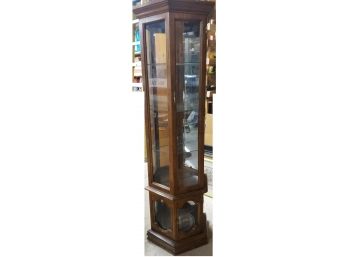 Wood Tall Lighted Curio Display Cabinet