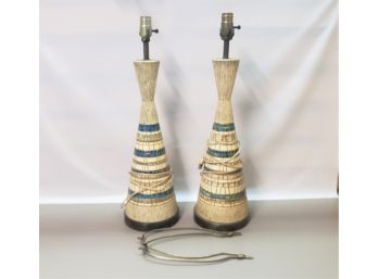 Awesome Pair Of Mid Century Modern F.A.I.P. Chalkware Table Lamps