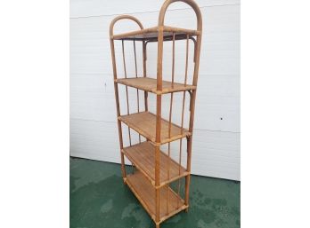 Vintage Mid Century Bamboo & Wicker Shelf Unit
