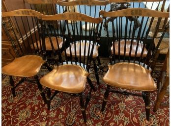 Beautiful Set Of 6 Black Hitchcock Dinning Room Chairs  Great Stencil