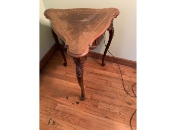 3 Leg Heavily Carver Inlaid Wood Side Table #2