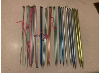 Full Set Of Long Straight Knitting Needles