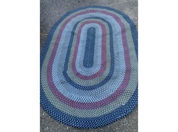 Large 9x6 Oval  Multicolor Wool Rug Blue, Yellow, Red Good Condition