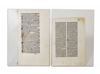 Illuminated Manuscript And Early Printed Sheet C 1500