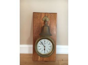 Vintage Art Temple Nautical Ships Clock With Bell, All Solid Brass