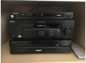 Selection Of 3 AV Components Including Denon, Sony, And Pioneer Brands