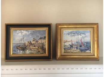 Pair Of Oil On Canvas Paintings In Ornate Frames, Both Signed By The Artist, DUROI