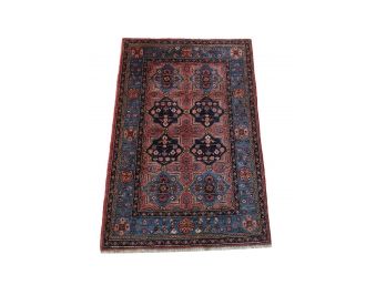 Antique Handmade Wool Oriental Rug, Great Colors And Interesting Pattern