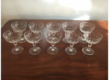 Matched Set Of 10 Cut Crystal Glasses By Stuart, Made In England, Hampshire Pattern