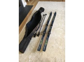 Set Of Skis, Dynastar Carbon Slalom SLX Viridium 180 CM Skis W Salomon Quadrax Bindings, Kerma Vector Poles