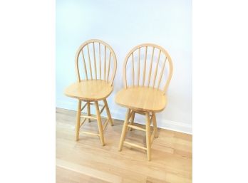 Pair Of Solid Wood Kitchen Stools