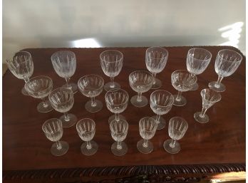 Lot Of 19 Pieces Of Antique Cut Crystal Glasses By Stuart Crystal, Made In England, Westen Court Pattern