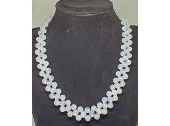 White Agate Beads Bolo Necklace In Sterling Silver