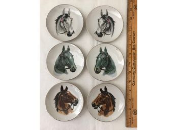 Full Collection Of Six Horse Portrait Plates From Japan
