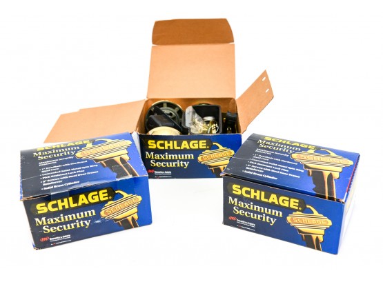 NEW! Set Of Three Schlage Double Sided Cylinder Deadbolt Locks (Retail $120)*