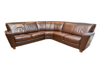 Butter Soft Three Piece Italian Leather Curved Sectional Sofa