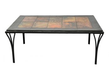 Wrought Iron And Slate Top Coffee Table