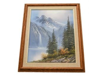 Signed R. Paul Framed Oil On Canvas Of A Waterfall Scenery