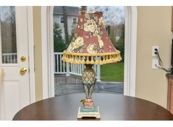 Eclectic Fun Table Lamp With Decorative Floral Tasseled Shade