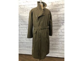 Vintage Ferragamo Cotton, Wool Lined, Olive, Belted Trenchcoat - Another WOW! - Sz 40