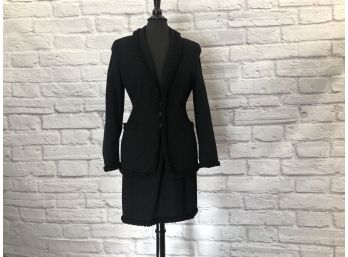 Escada Virgin Wool Skirt Suit, Gorgeous, Classic Black Suit - Sz 38 (8)