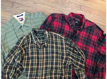 Hilfiger, Dubourg, And Preswick & Moore, 3 Cotton Men's Shirts - Sz L