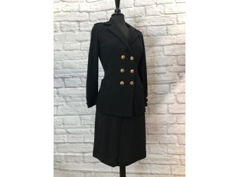 St. John Paired Black Double Breasted Jacket And Black Skirt - Sz 4