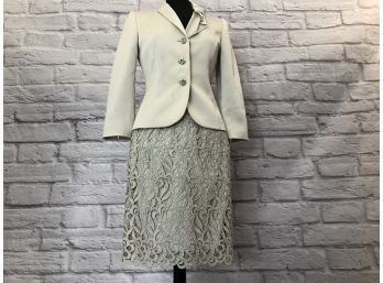 Tahari Luxe Arthur S. Levine - Gorgeous 'Silk' Jacket  And Lace Skirt - Sz 4