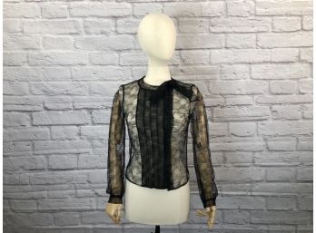 Fendi Black Lace Sheer Blouse Sz 42 (6)