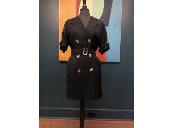 Early Michael Kors - Black Cotton Belted Double Breasted Shirt Dress - Sz 4