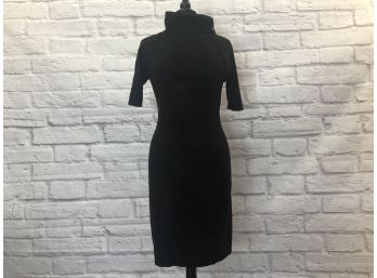 Calvin Klein Knit Dress With Oversized Collar  Angled Zipper - Sz P