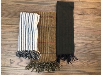 Set Of 3 Beautiful Wool Scarves - Pinstripes And Plaid