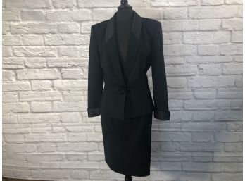 Kasper For ASL Dressy Black Wool Skirt Suit, Gorgeous Detailing - Sz 14