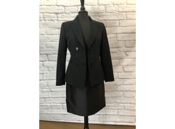 A.S.L. And A.B.S. Paired, Double Breasted Black Wool Jacket By Levine And Skirt By Schwartz - Sz 4