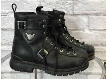 Harley Davidson Leather Motorcycle Boots, Barely Worn - Sz 10 - AMAZING