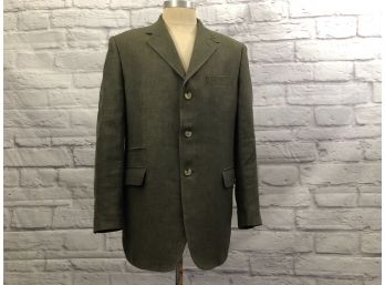 Berreta Flax 3 Button Jacket, Incredible Detail - Sz 52 (42)