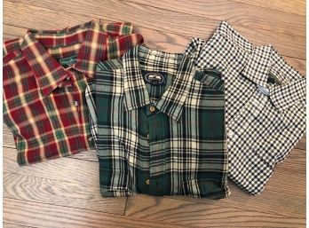 3 Assorted Men's Cotton Plaid Sporting Shirts Sz @L