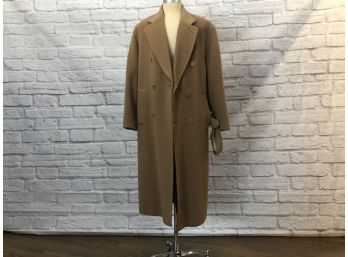 Vintage Barney's Pure Camel Hair Double Breasted Belted Overcoat - WOW - Sz 42