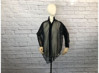 Vintage Oscar De La Renta - Sheer Blouse With Velvet Trim - Sz 6