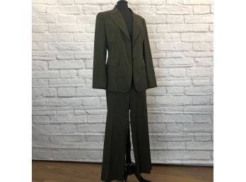 Lafayette 148 Gorgeous Wide Leg Pant Suit, Green Wool - Sz 8