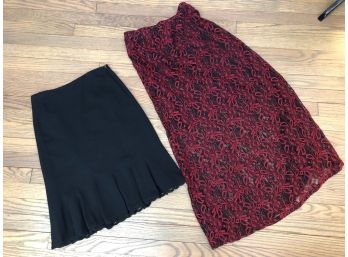 Fun Duo, Short Flouncy Black Skirt And A Long Lace Overlay Covering Short Liner - Both Sz S